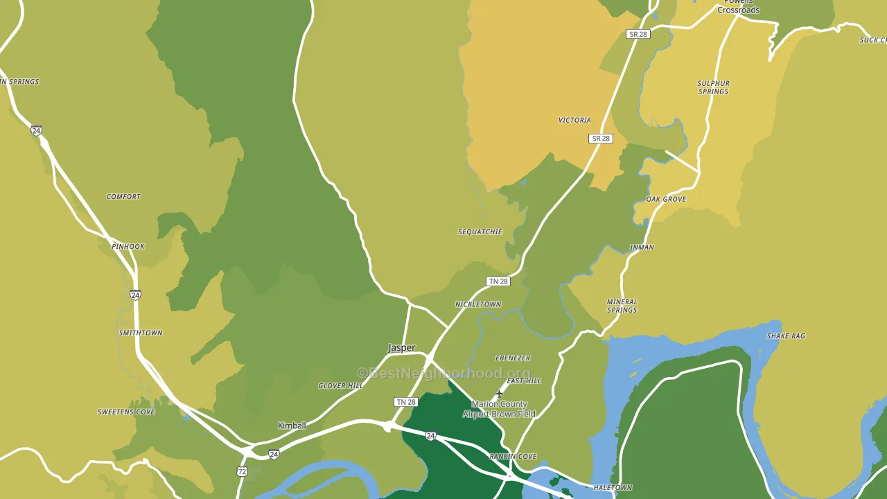 Marion County, TN block-group voter-turnout map