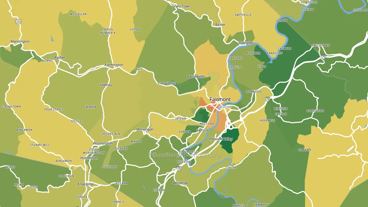 Marion County, WV block-group voter-turnout map
