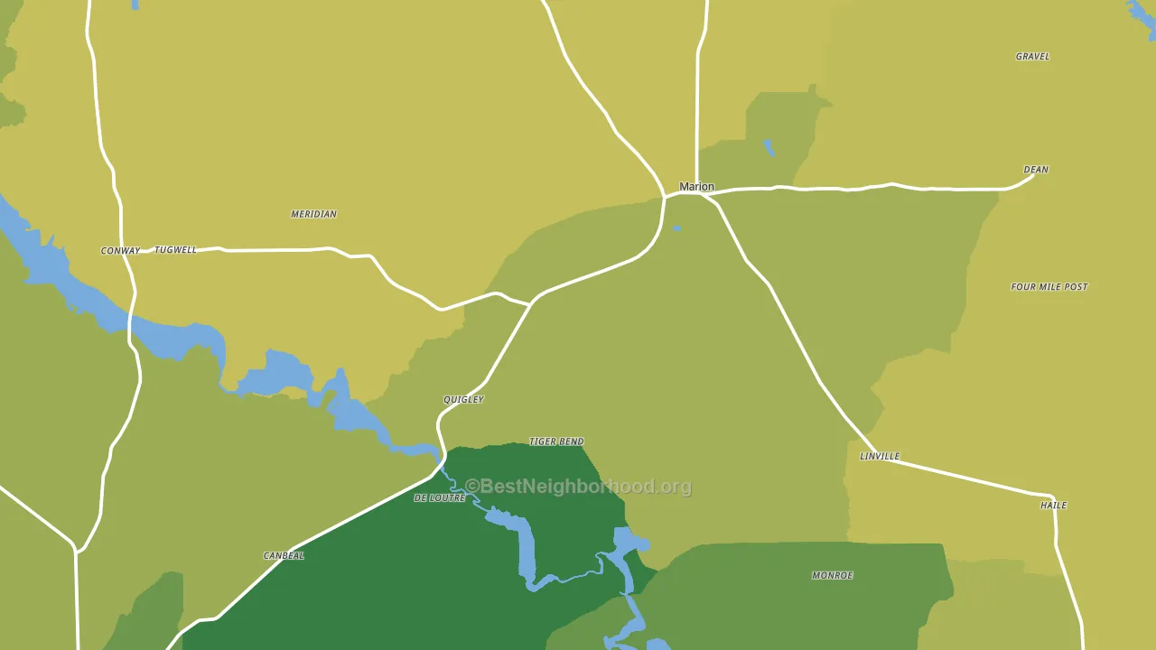 Marion, LA block-group voter-turnout map