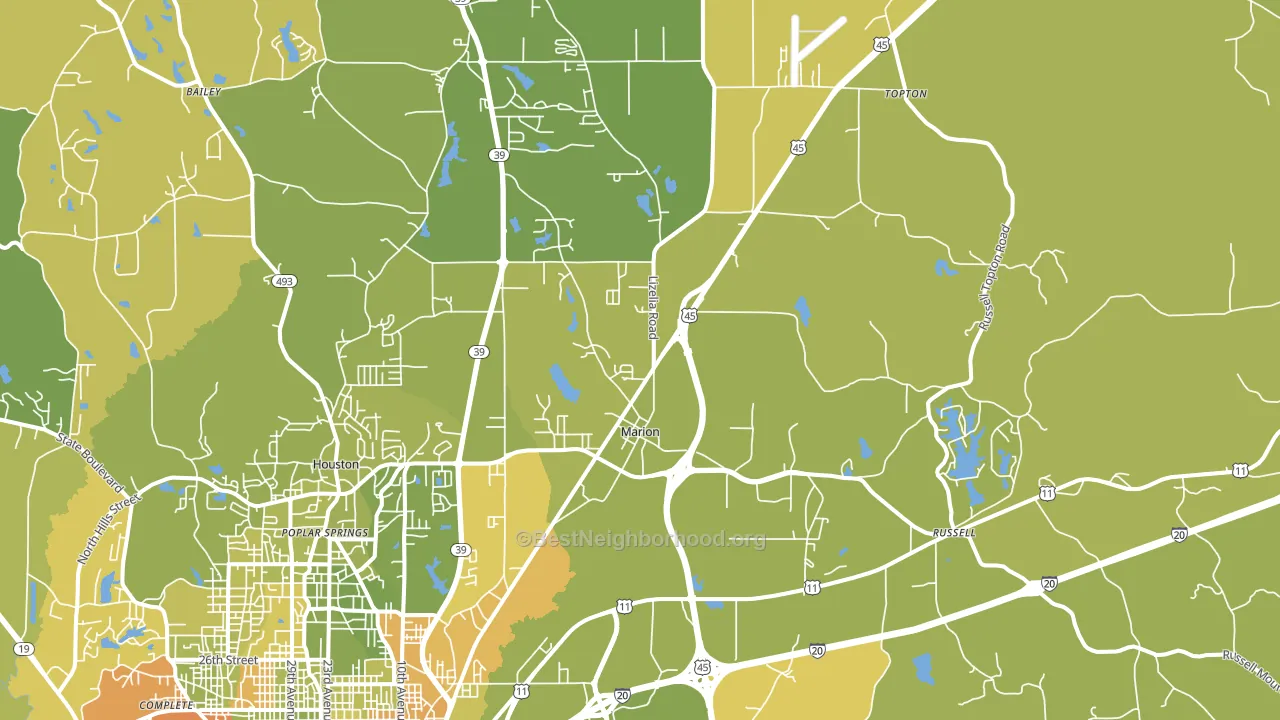 Marion, MS block-group voter-turnout map