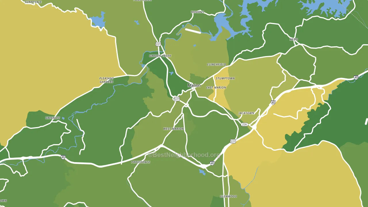 Marion, NC block-group voter-turnout map