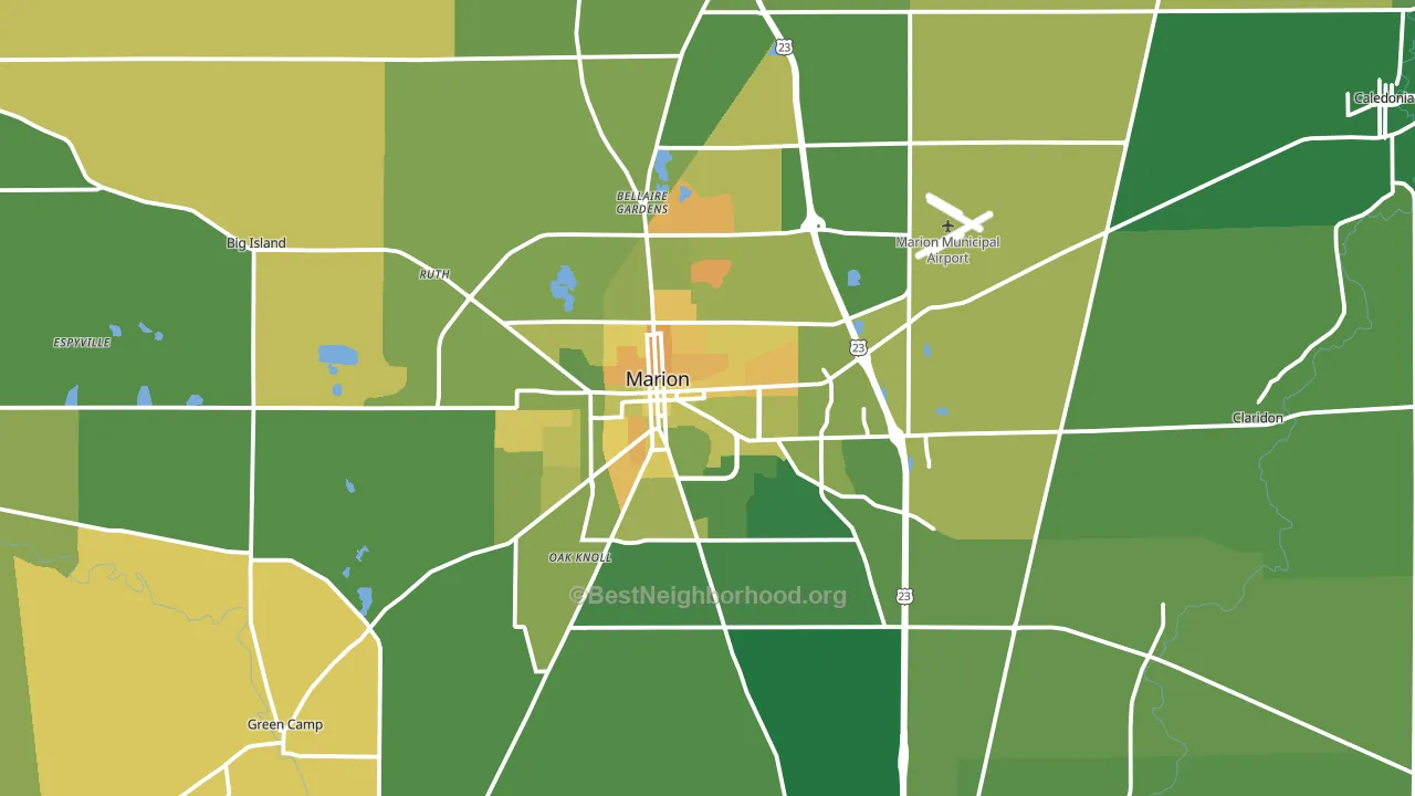 Marion, OH block-group voter-turnout map