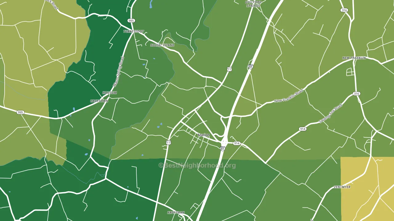 Marion, PA block-group voter-turnout map