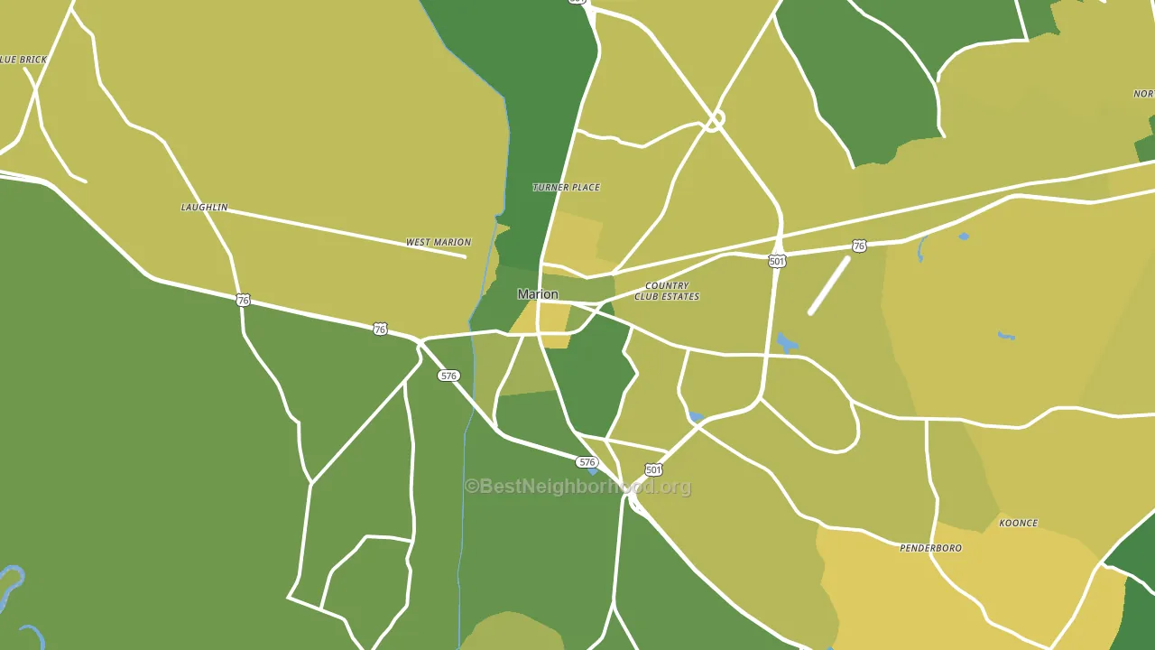 Marion, SC block-group voter-turnout map