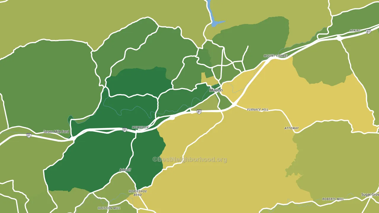 Marion, VA block-group voter-turnout map
