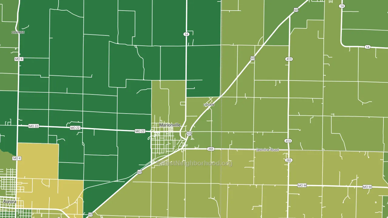 Marionville, MO block-group voter-turnout map