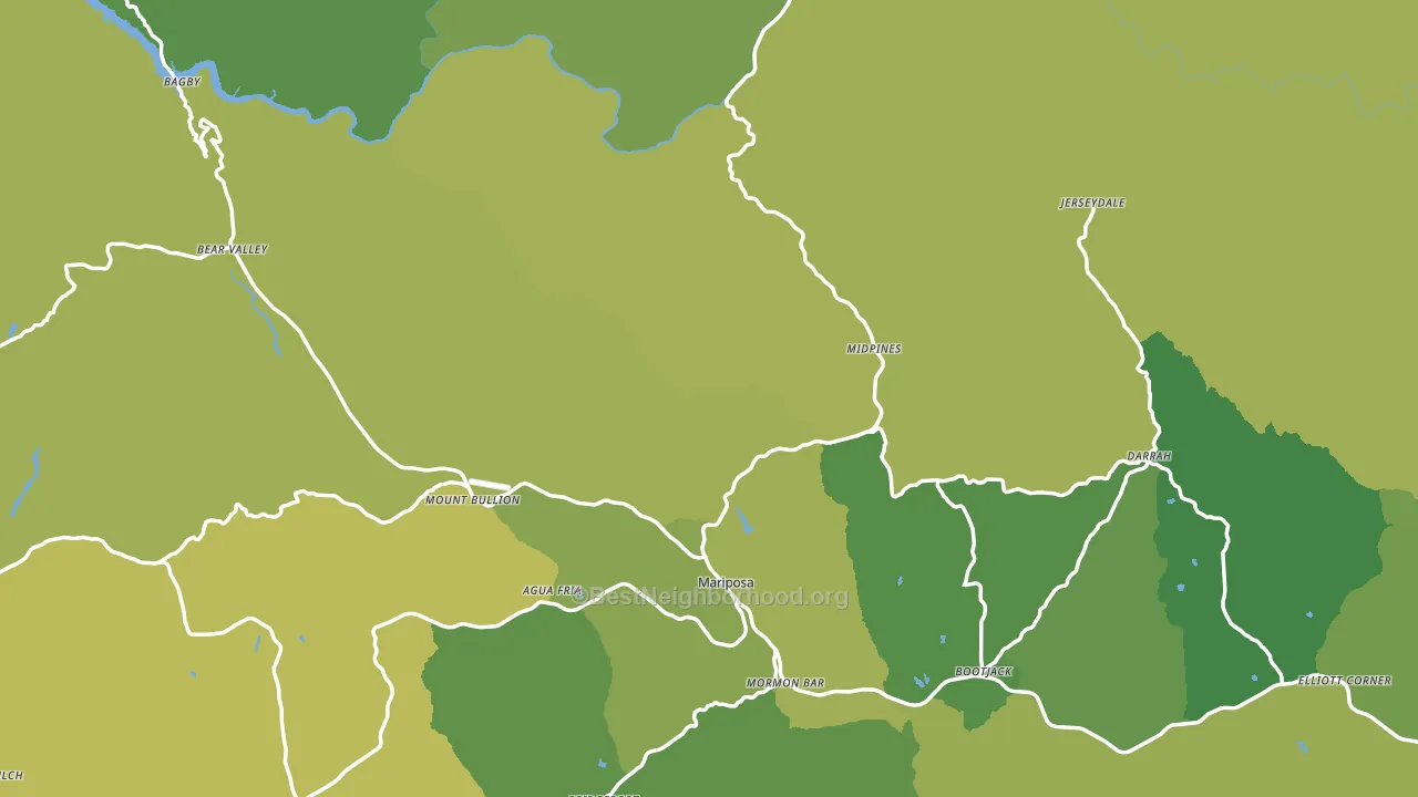 Mariposa County, CA block-group voter-turnout map