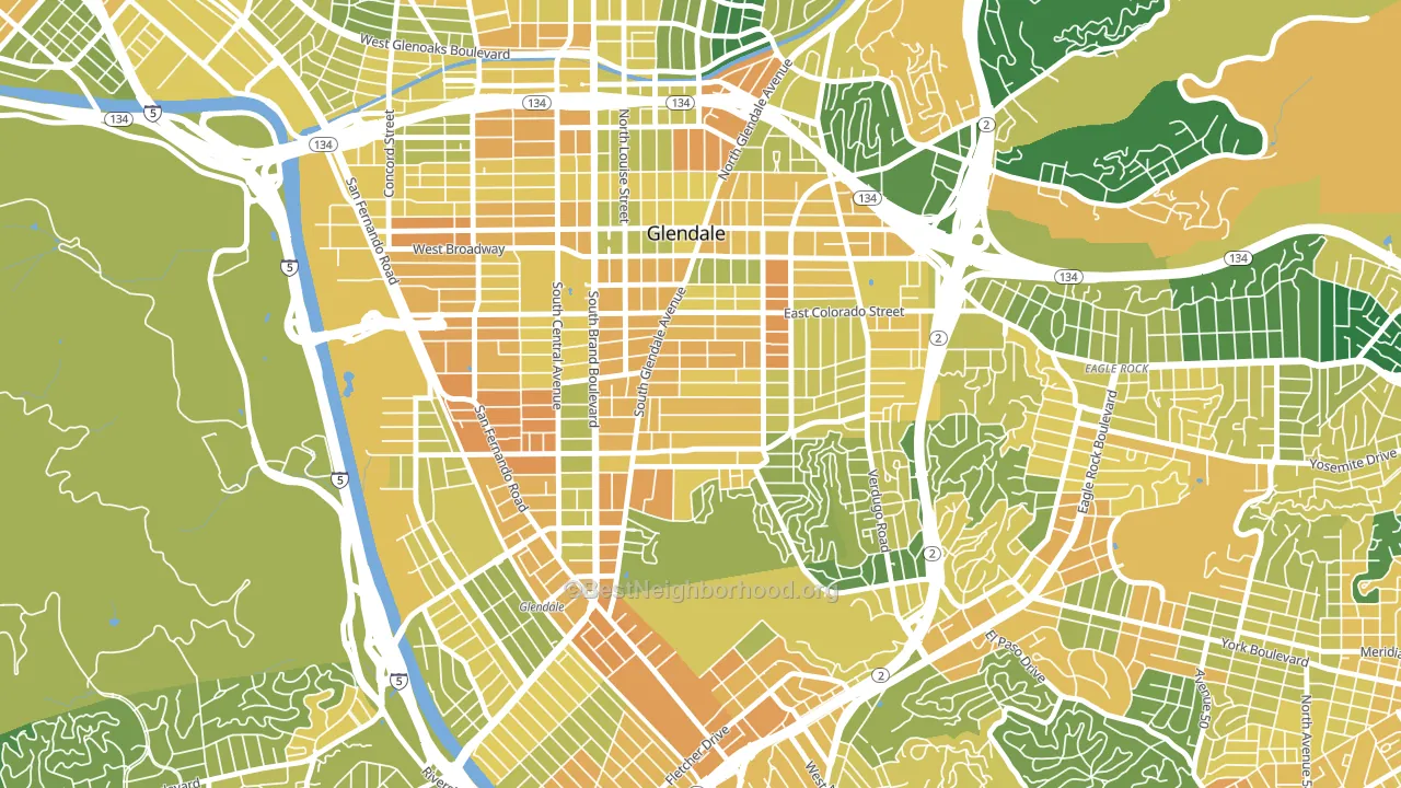 Mariposa, Glendale, CA block-group voter-turnout map