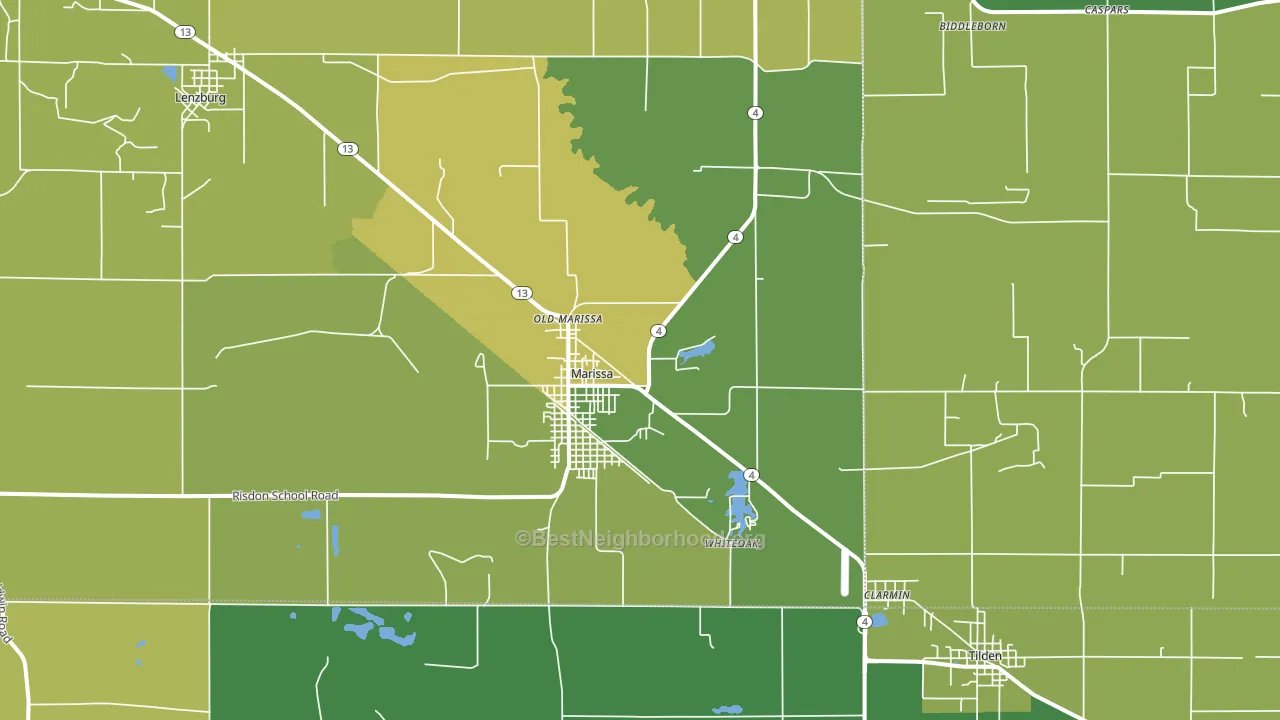 Marissa, IL block-group voter-turnout map