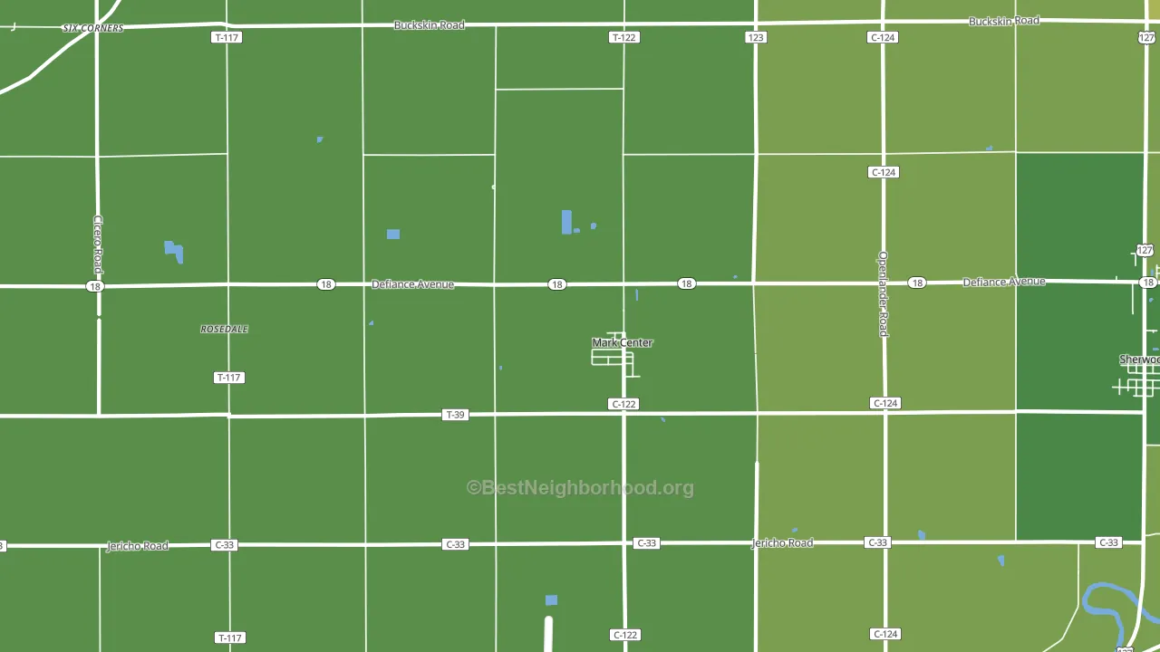 Mark Center, OH block-group voter-turnout map