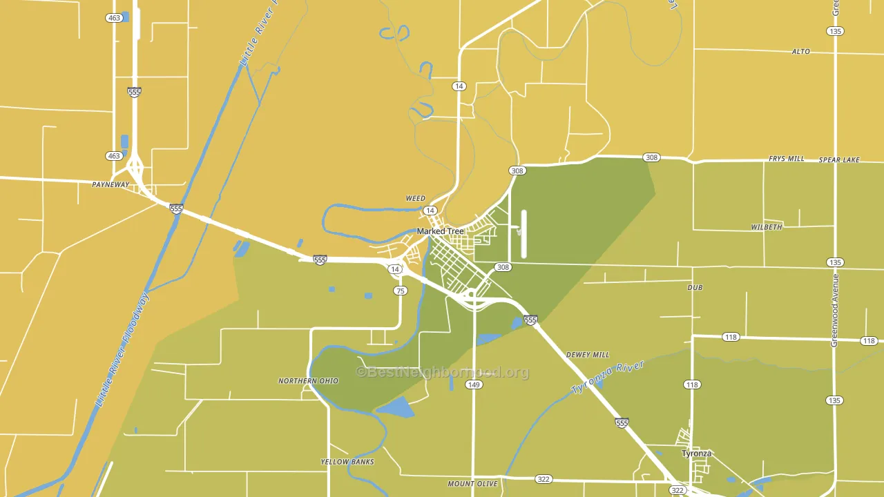 Marked Tree, AR block-group voter-turnout map
