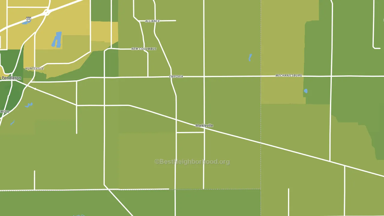 Markleville, IN block-group voter-turnout map