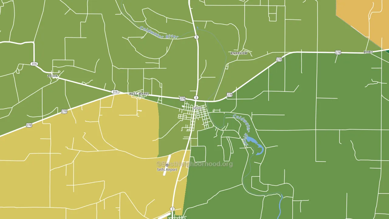 Marks, MS block-group voter-turnout map
