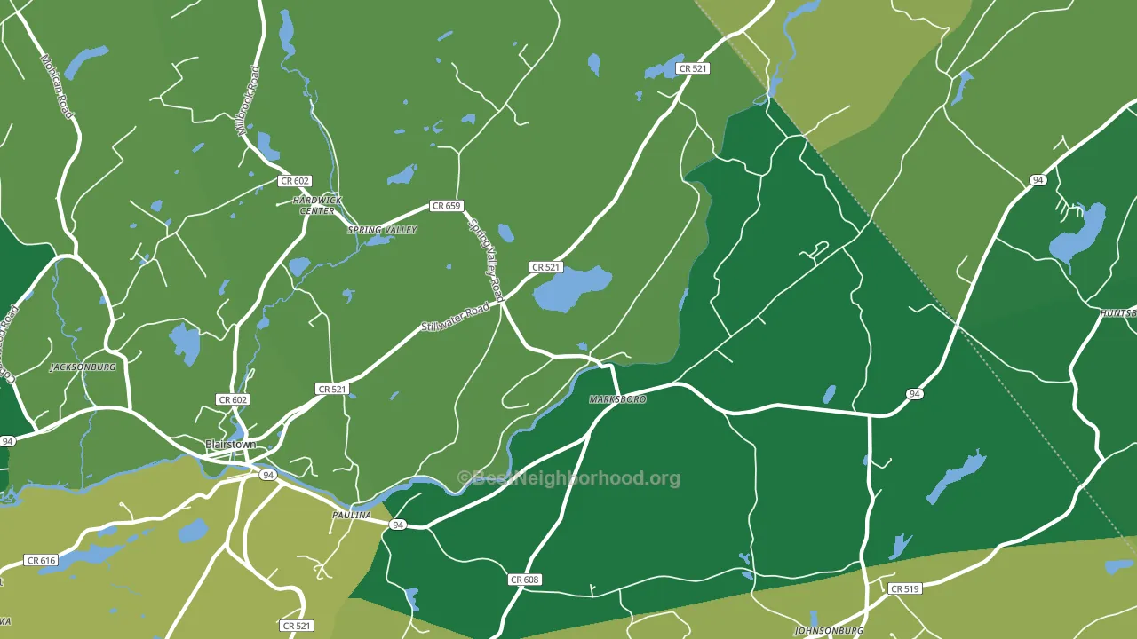 Marksboro, NJ block-group voter-turnout map