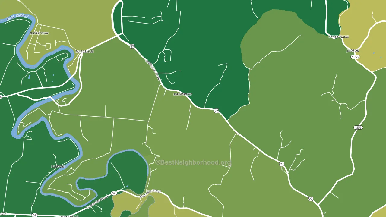 Marksbury, KY block-group voter-turnout map