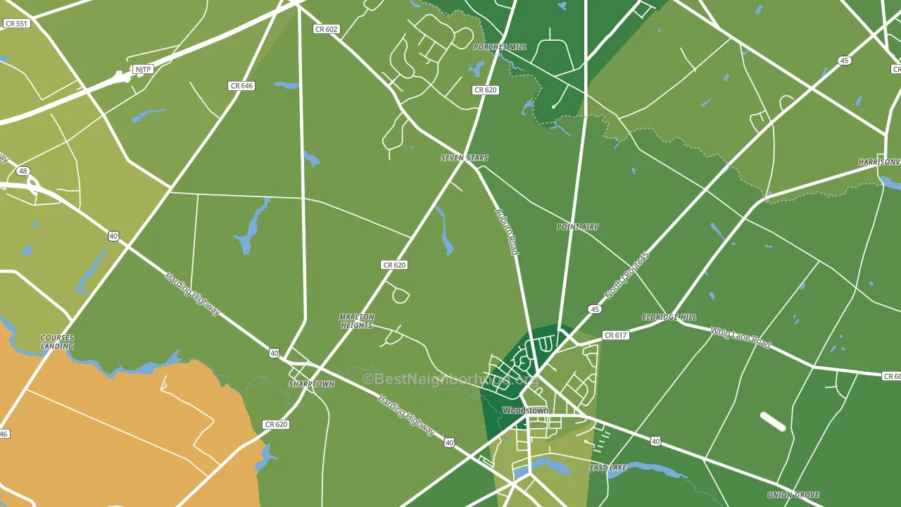 Marlton Heights, NJ block-group voter-turnout map