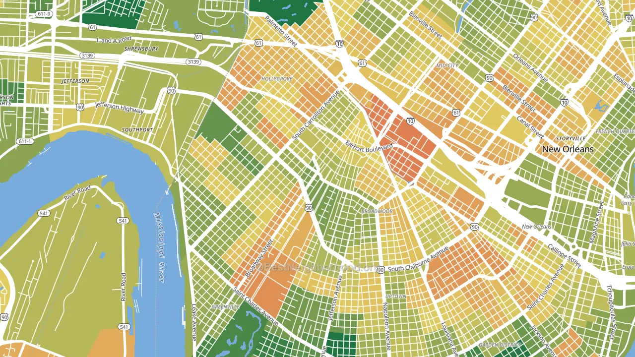 Marlyville, New Orleans, LA block-group voter-turnout map