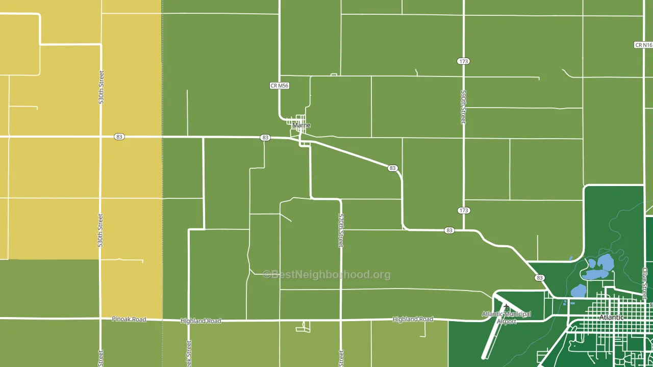 Marne, IA block-group voter-turnout map