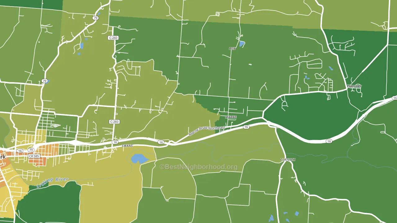 Marne, OH block-group voter-turnout map