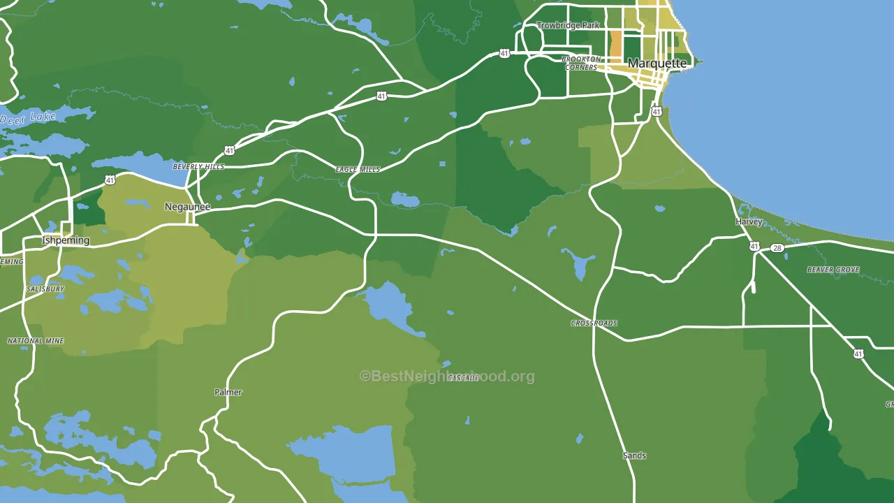 Marquette County, MI block-group voter-turnout map