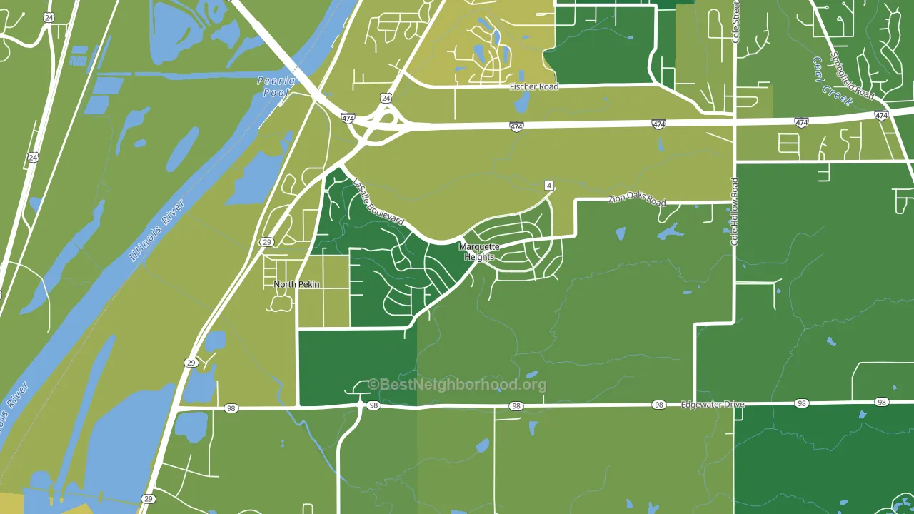 Marquette Heights, IL block-group voter-turnout map