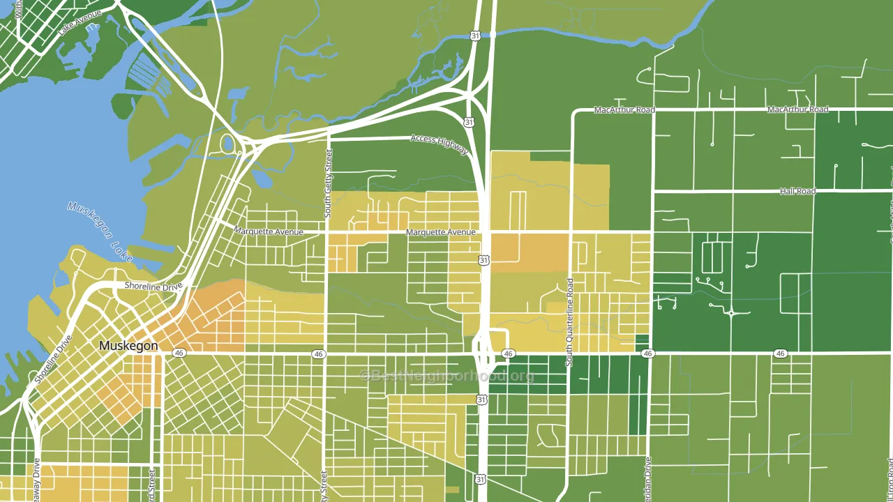 Marquette, Muskegon, MI block-group voter-turnout map