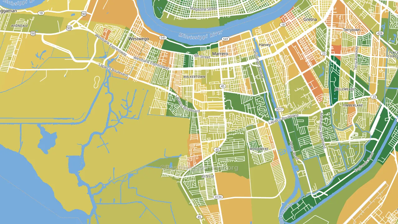 Marrero, LA block-group voter-turnout map