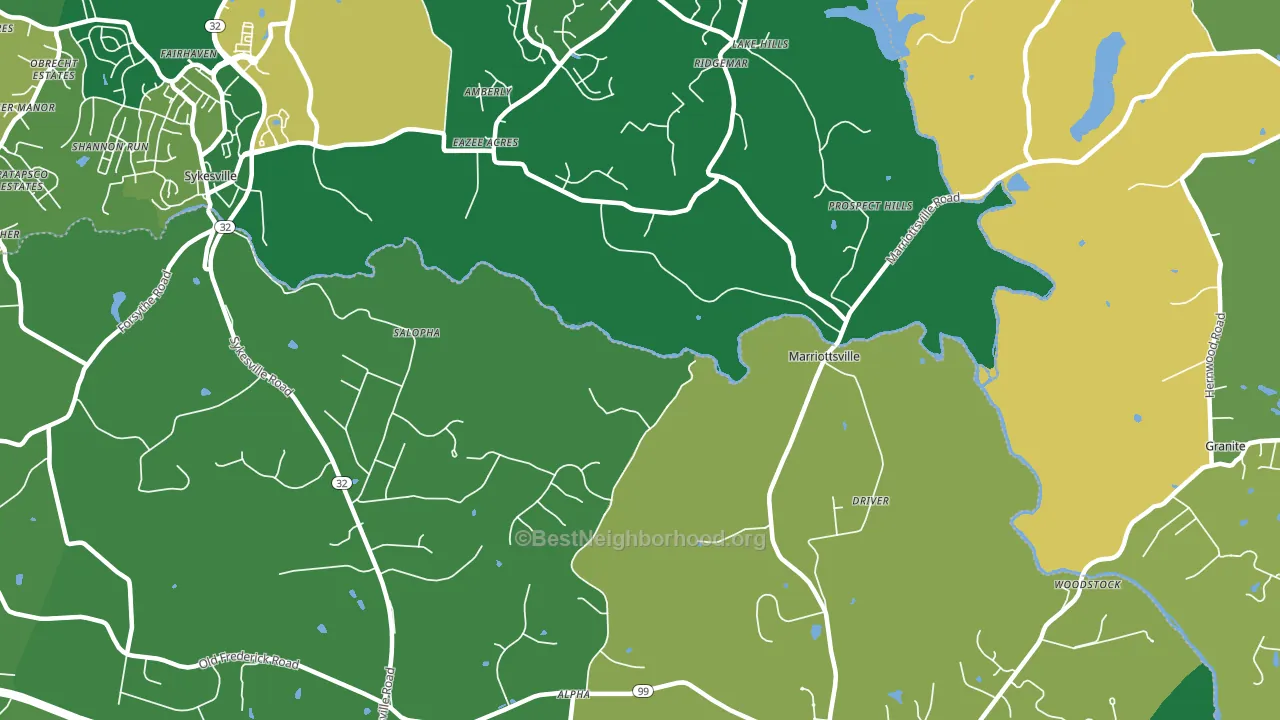 Marriottsville, MD block-group voter-turnout map