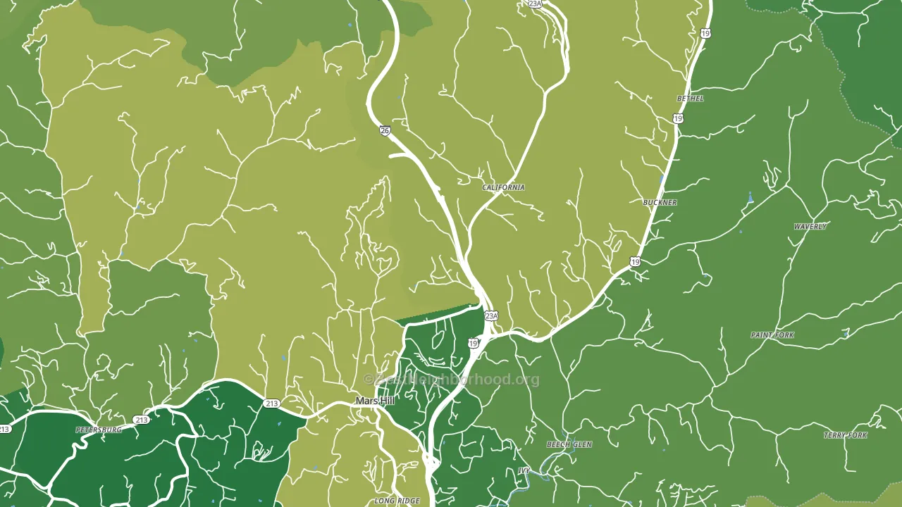 Mars Hill, NC block-group voter-turnout map