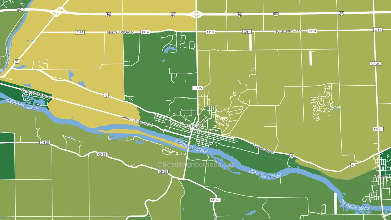Marseilles, IL block-group voter-turnout map