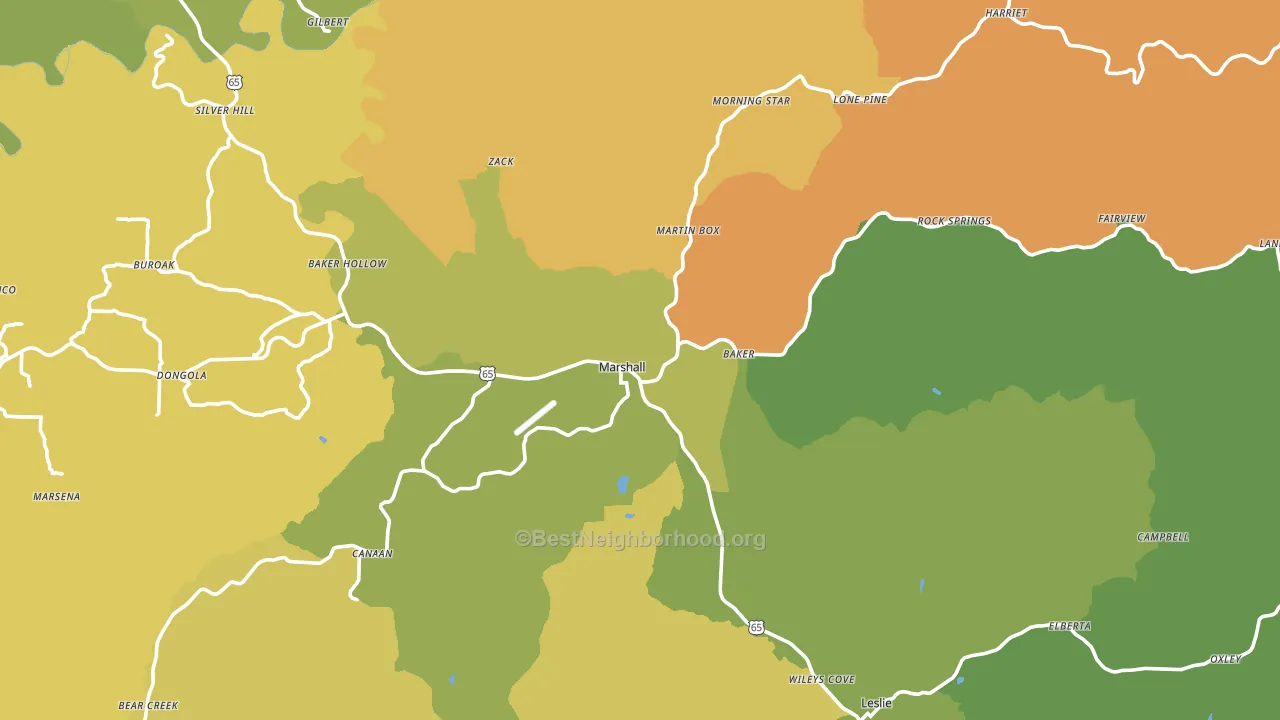 Marshall, AR block-group voter-turnout map