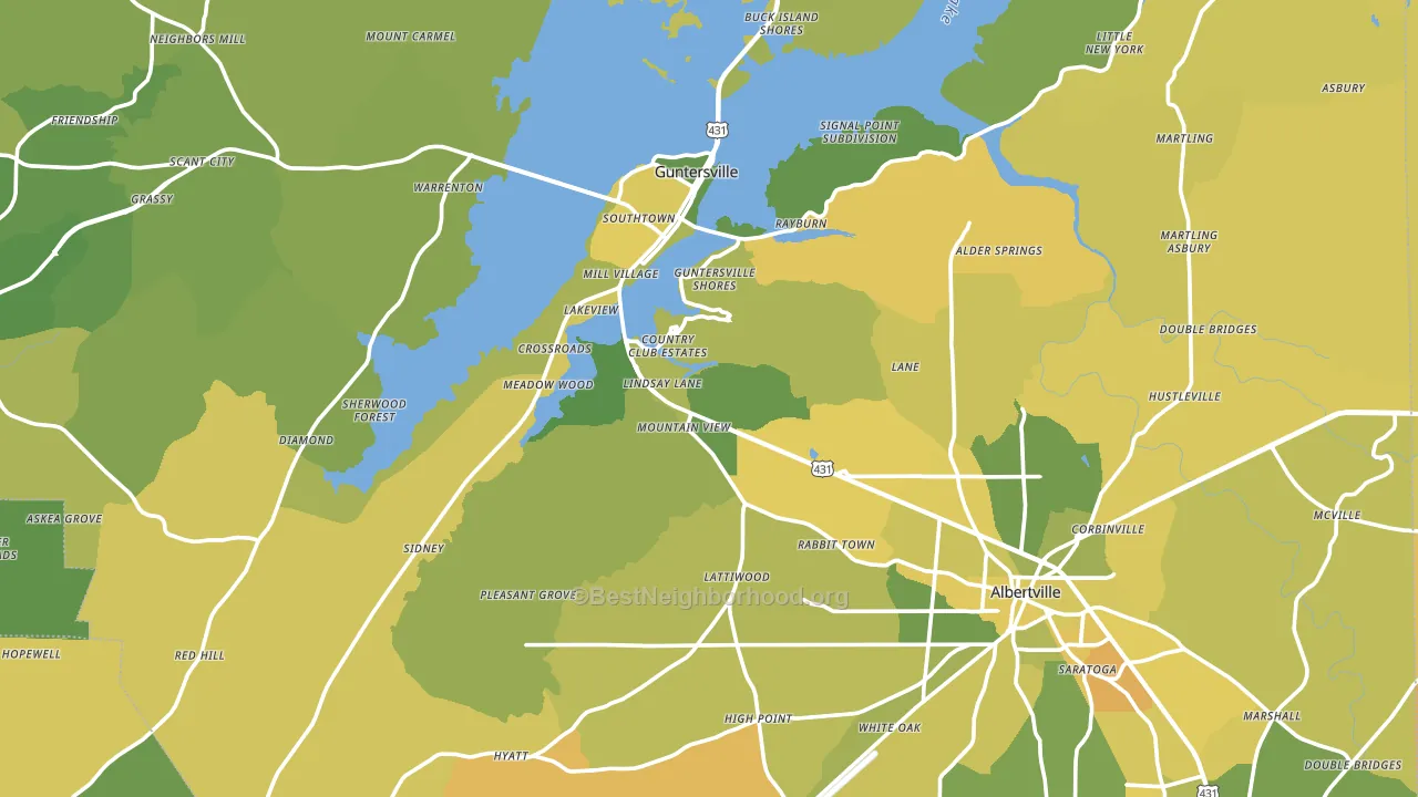 Marshall County, AL block-group voter-turnout map