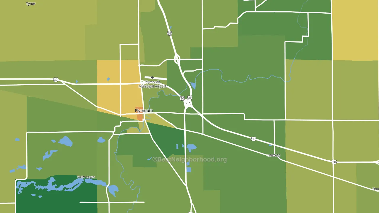Marshall County, IN block-group voter-turnout map
