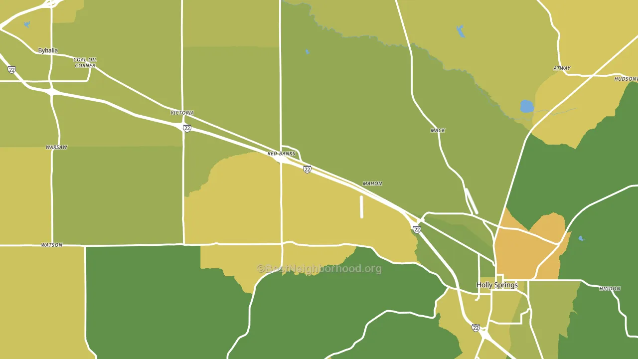 Marshall County, MS block-group voter-turnout map