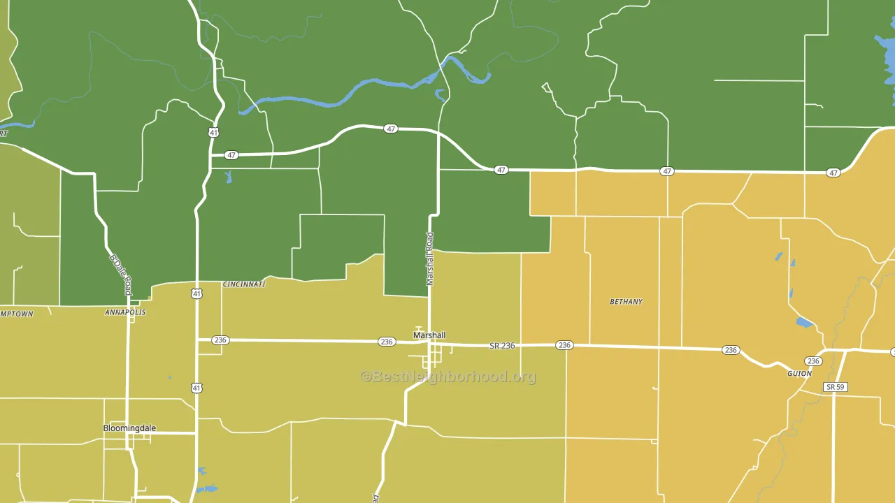Marshall, IN block-group voter-turnout map