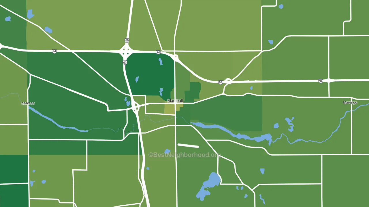 Marshall, MI block-group voter-turnout map