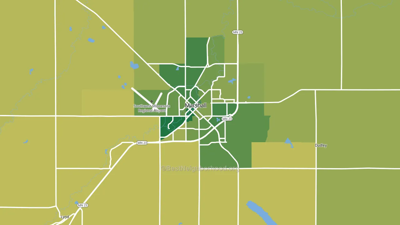 Marshall, MN block-group voter-turnout map