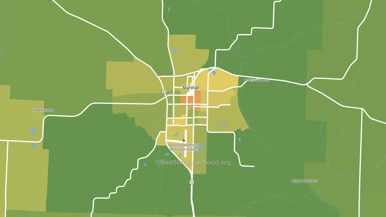 Marshall, MO block-group voter-turnout map