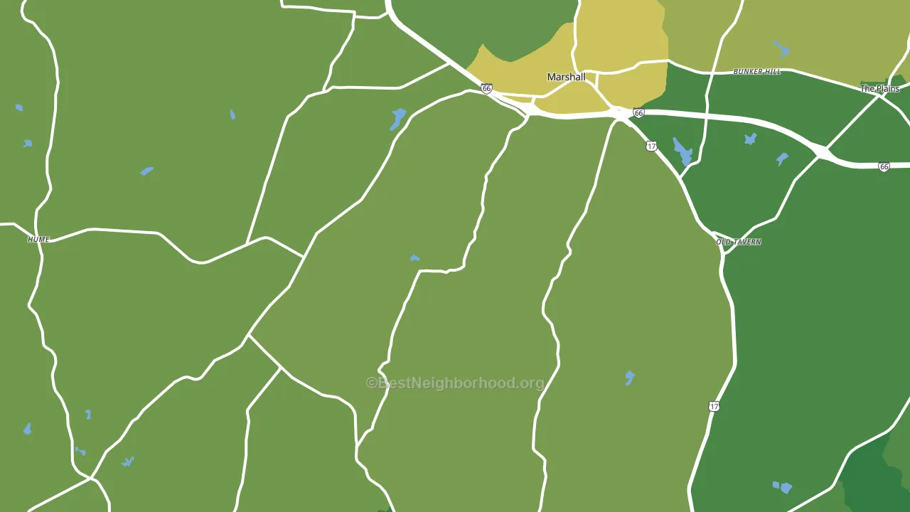 Marshall, VA block-group voter-turnout map