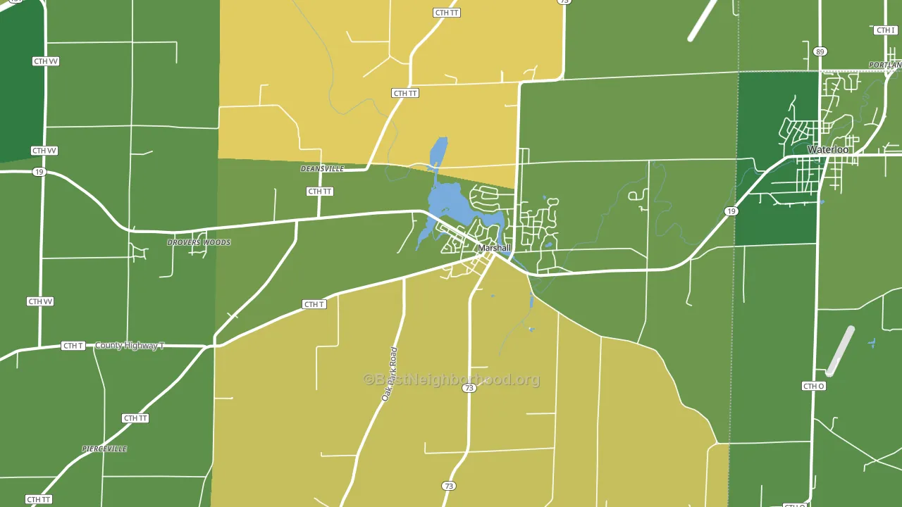 Marshall, WI block-group voter-turnout map