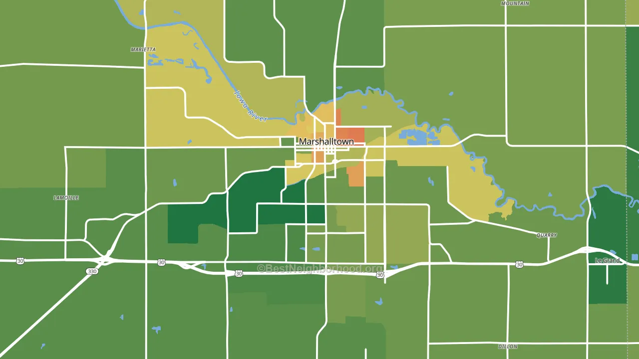 Marshalltown, IA block-group voter-turnout map