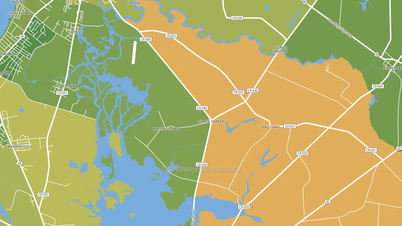Marshalltown, NJ block-group voter-turnout map