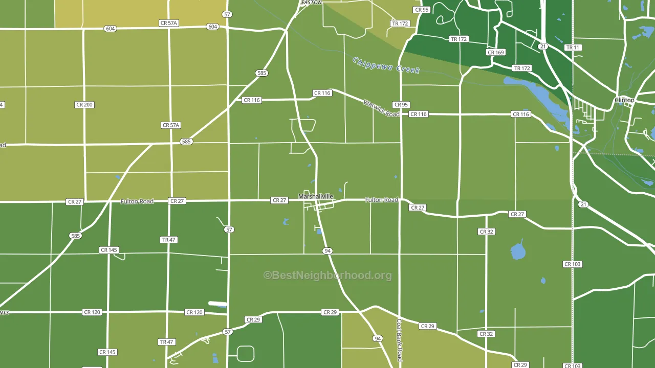 Marshallville, OH block-group voter-turnout map