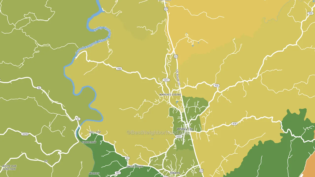 Marshes Siding, KY block-group voter-turnout map