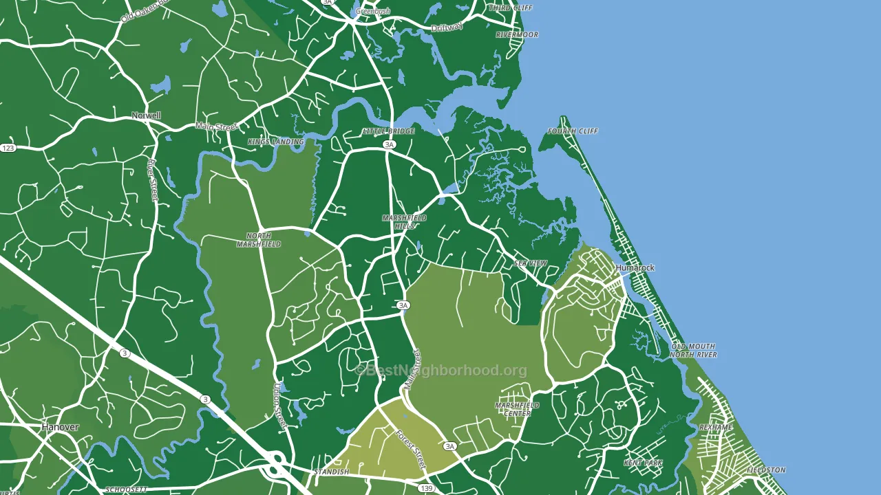 Marshfield Hills, MA block-group voter-turnout map