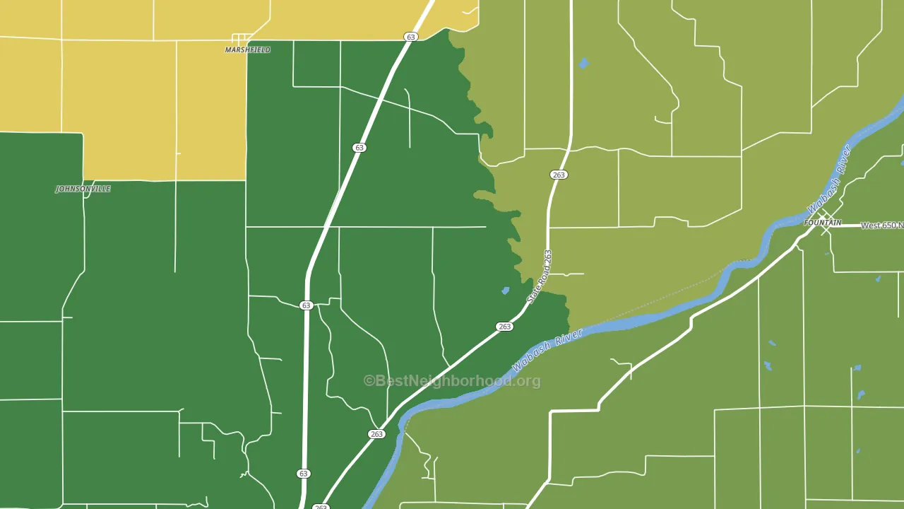 Marshfield, IN block-group voter-turnout map