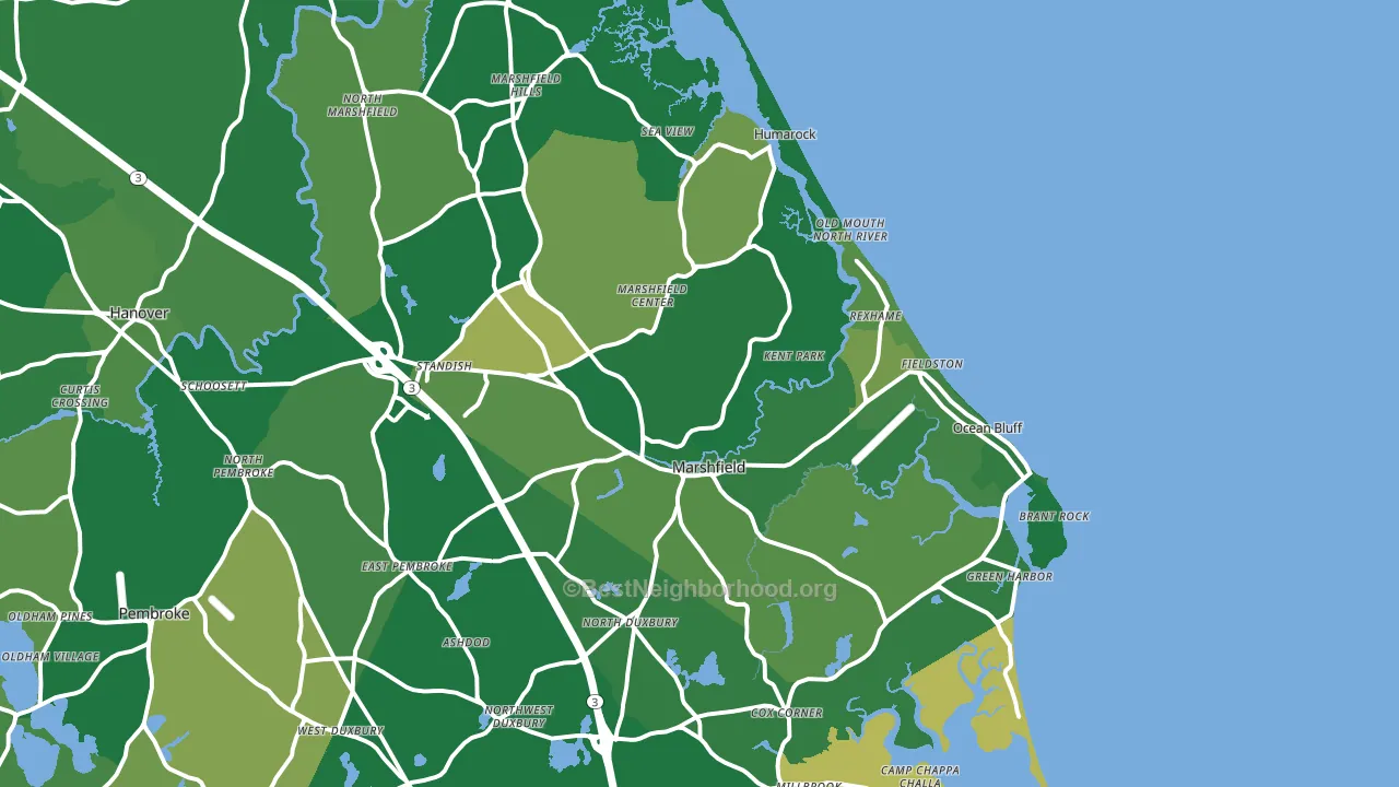 Marshfield, MA block-group voter-turnout map