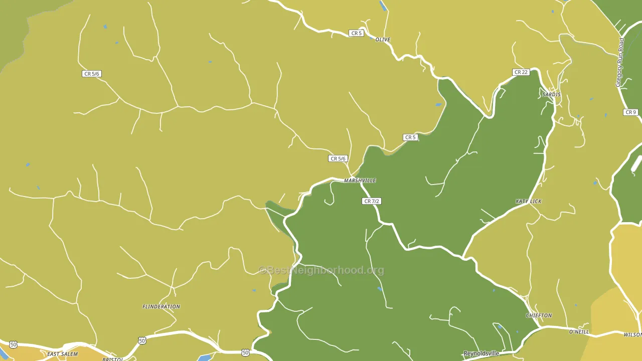 Marshville, WV block-group voter-turnout map