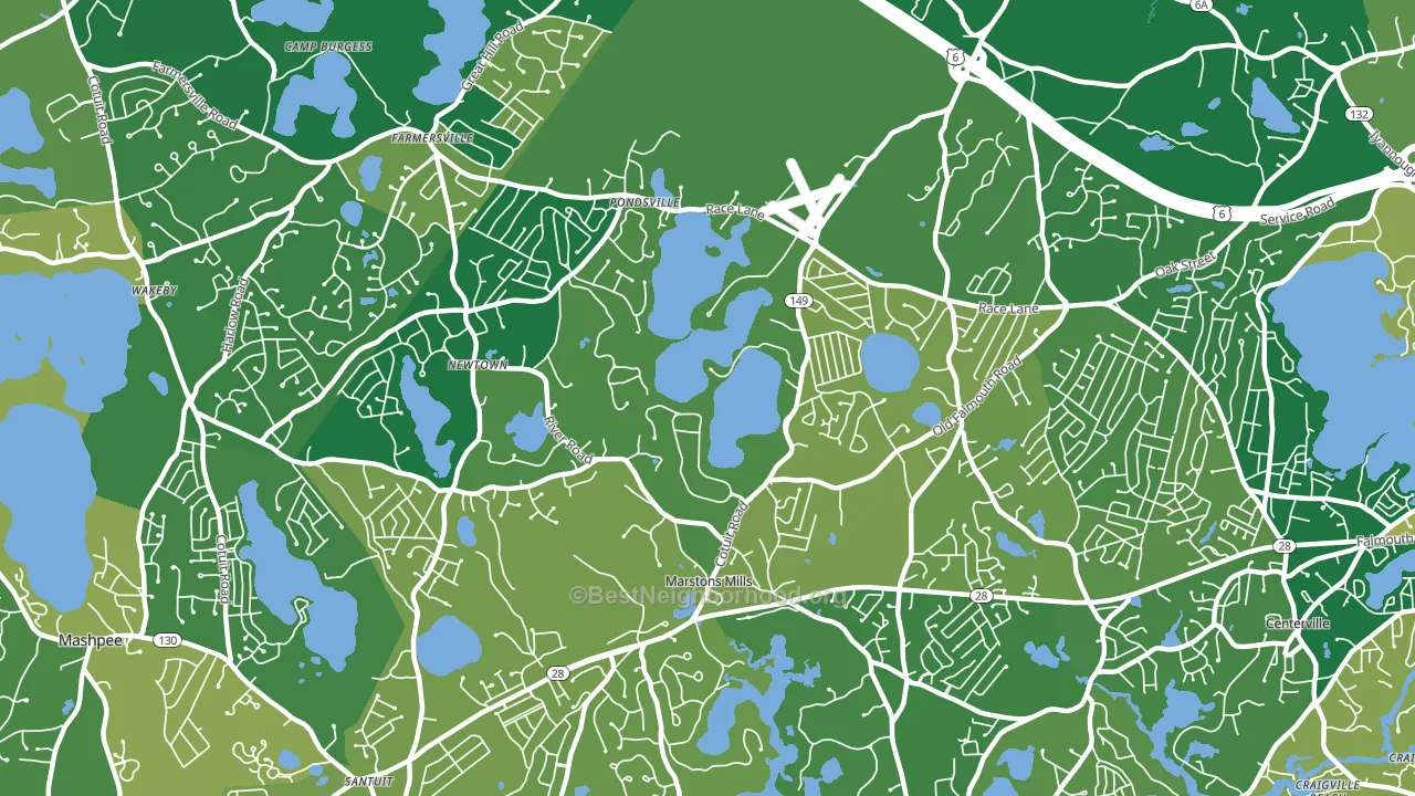 Marstons Mills, MA block-group voter-turnout map