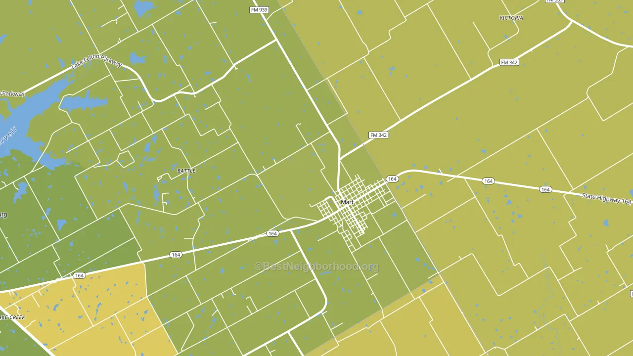 Mart, TX block-group voter-turnout map